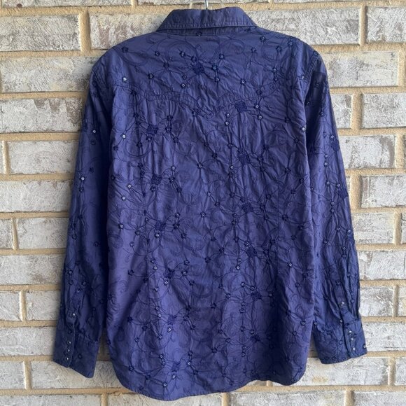 Ariat Long Sleeve Snap Button Front Embroidery Floral Shirt Women's Size L - Picture 2 of 10